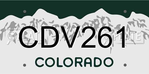 CDV261 Colorado License Plate