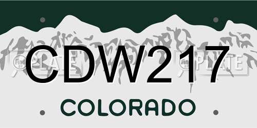 CDW217 Colorado License Plate
