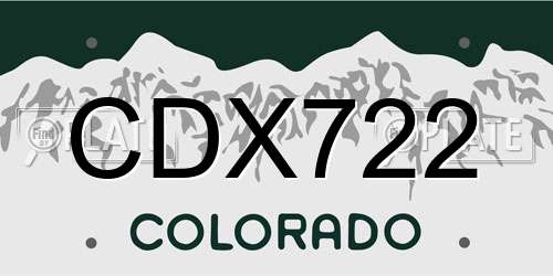 CDX722 Colorado License Plate