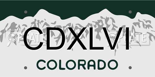 CDXLVI Colorado License Plate