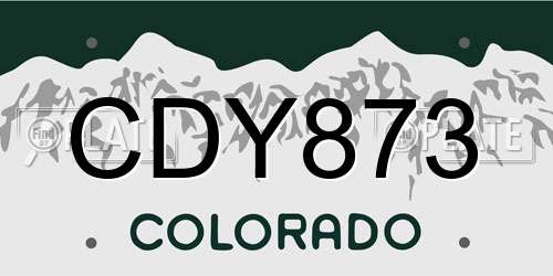 CDY873 Colorado License Plate