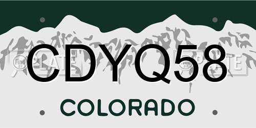 CDYQ58 Colorado License Plate