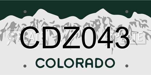 CDZ043 Colorado License Plate