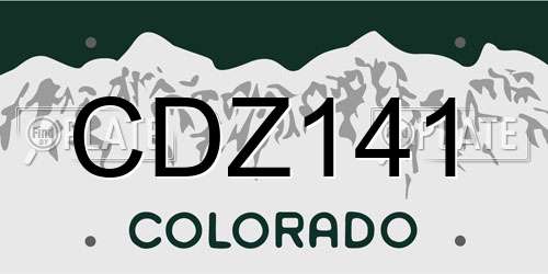 CDZ141 Colorado License Plate