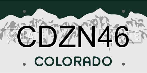CDZN46 Colorado License Plate