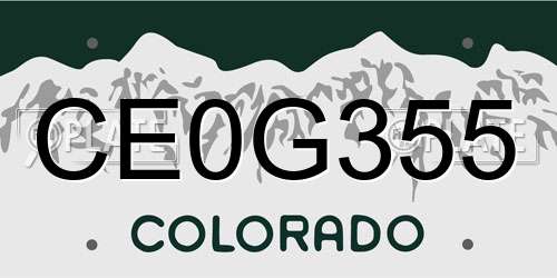 CE0G355 Colorado License Plate