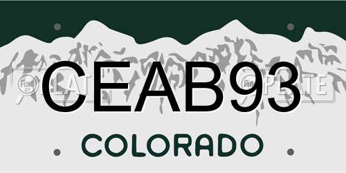 CEAB93 Colorado License Plate