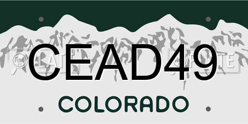 CEAD49 Colorado License Plate