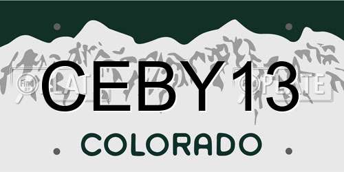 CEBY13 Colorado License Plate