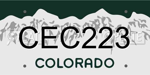 CEC223 Colorado License Plate