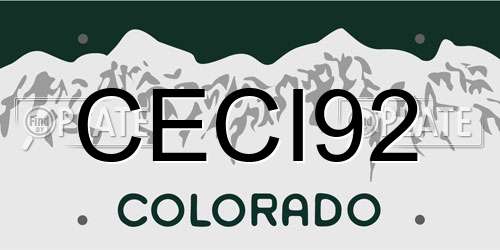 CECI92 Colorado License Plate