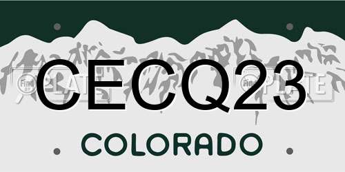 CECQ23 Colorado License Plate