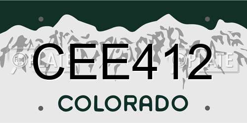CEE412 Colorado License Plate