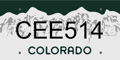 CEE514 Colorado License Plate