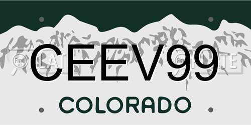 CEEV99 Colorado License Plate