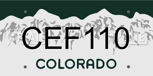 CEF110 Colorado License Plate