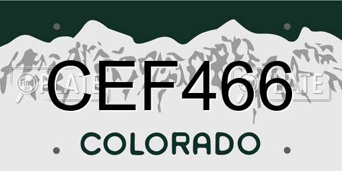 CEF466 Colorado License Plate