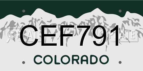 CEF791 Colorado License Plate