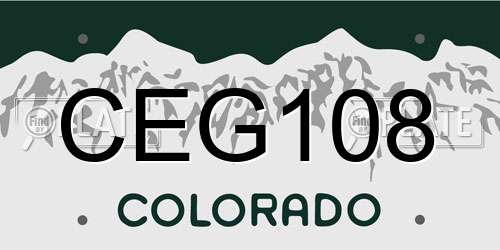 CEG108 Colorado License Plate