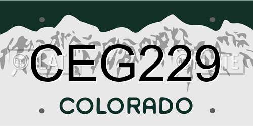 CEG229 Colorado License Plate