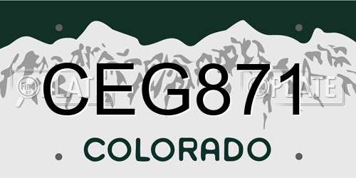 CEG871 Colorado License Plate