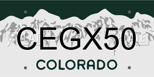 CEGX50 Colorado License Plate