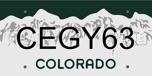 CEGY63 Colorado License Plate