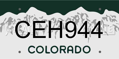 CEH944 Colorado License Plate
