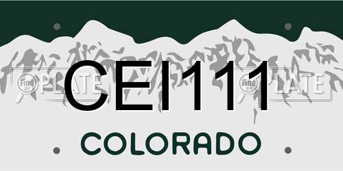 CEI111 Colorado License Plate