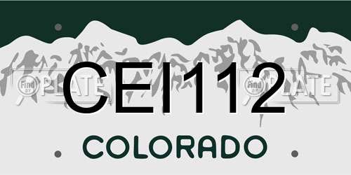 CEI112 Colorado License Plate