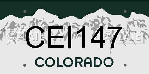 CEI147 Colorado License Plate