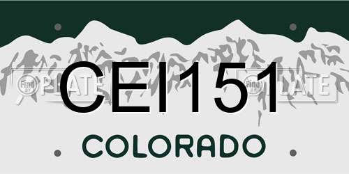 CEI151 Colorado License Plate