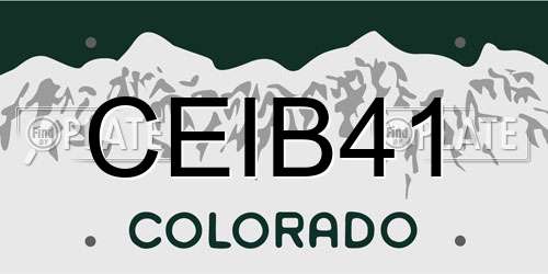 CEIB41 Colorado License Plate