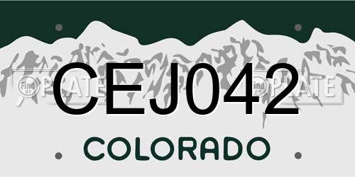 CEJ042 Colorado License Plate