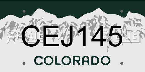 CEJ145 Colorado License Plate