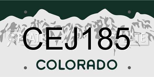 CEJ185 Colorado License Plate