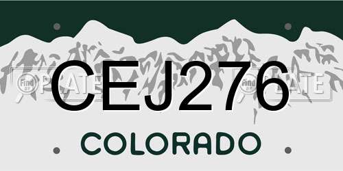 CEJ276 Colorado License Plate