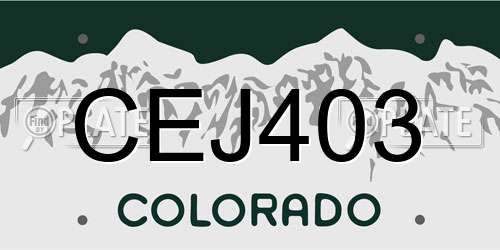 CEJ403 Colorado License Plate