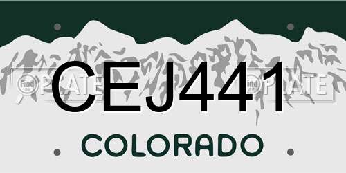CEJ441 Colorado License Plate