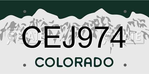 CEJ974 Colorado License Plate