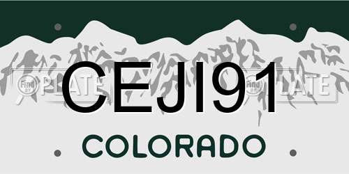 CEJI91 Colorado License Plate
