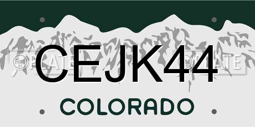 CEJK44 Colorado License Plate