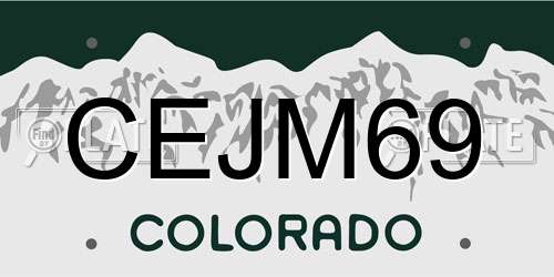 CEJM69 Colorado License Plate