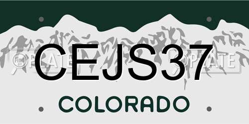 CEJS37 Colorado License Plate
