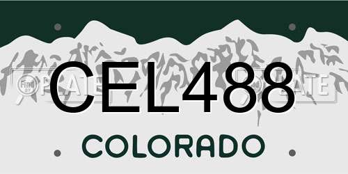 CEL488 Colorado License Plate