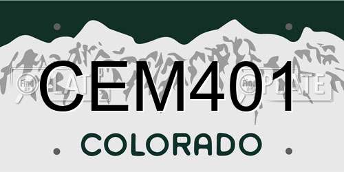 CEM401 Colorado License Plate