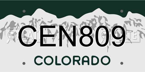CEN809 Colorado License Plate