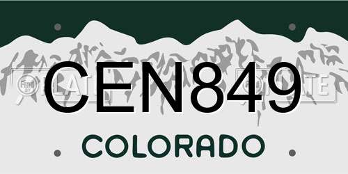 CEN849 Colorado License Plate