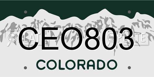 CEO803 Colorado License Plate