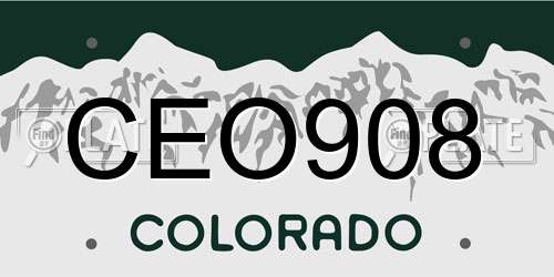 CEO908 Colorado License Plate
